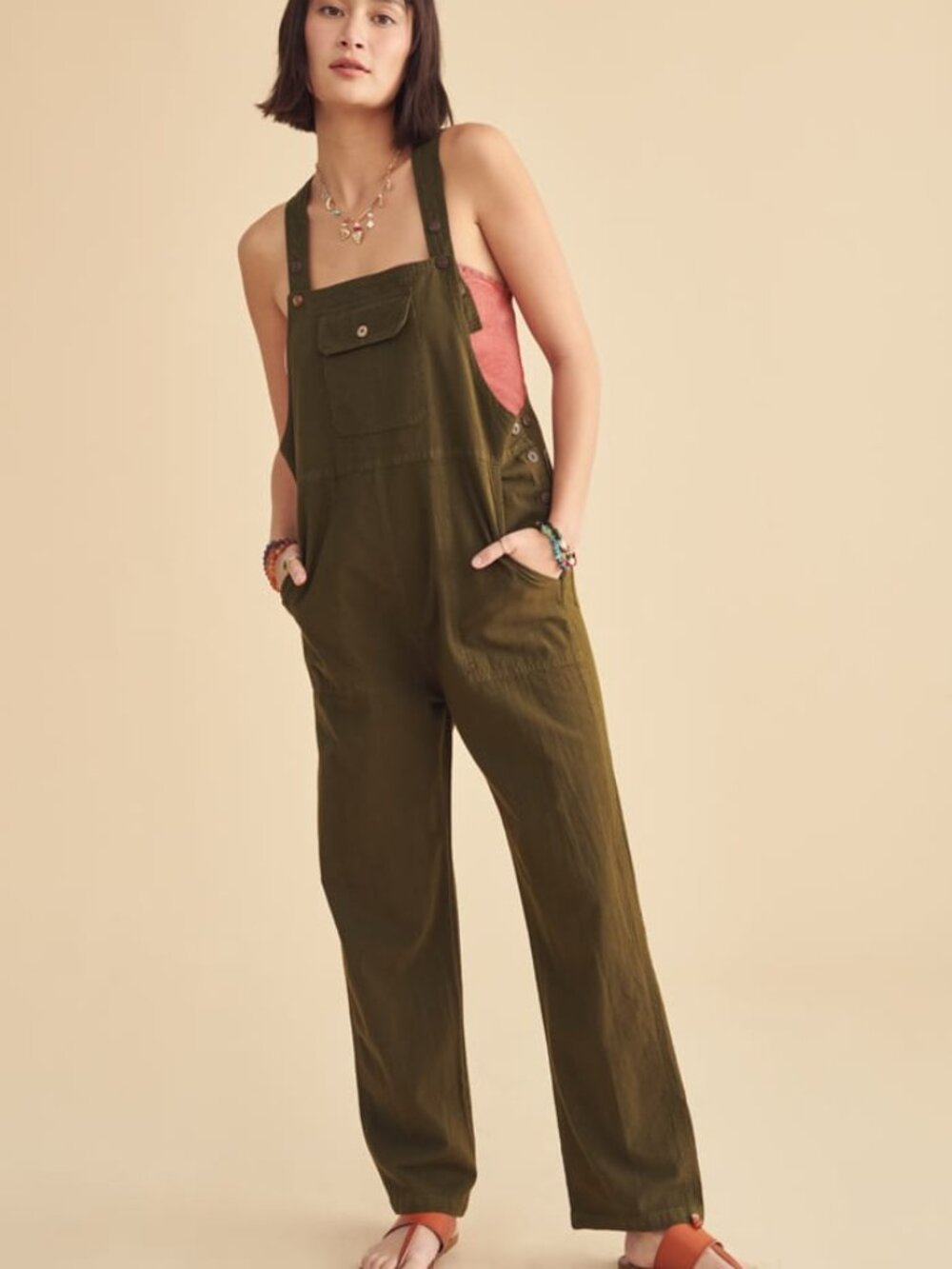 Nature Hike Green Unisex Hippie Bohemian Cotton Loose Fit Overalls NEW XS | XL